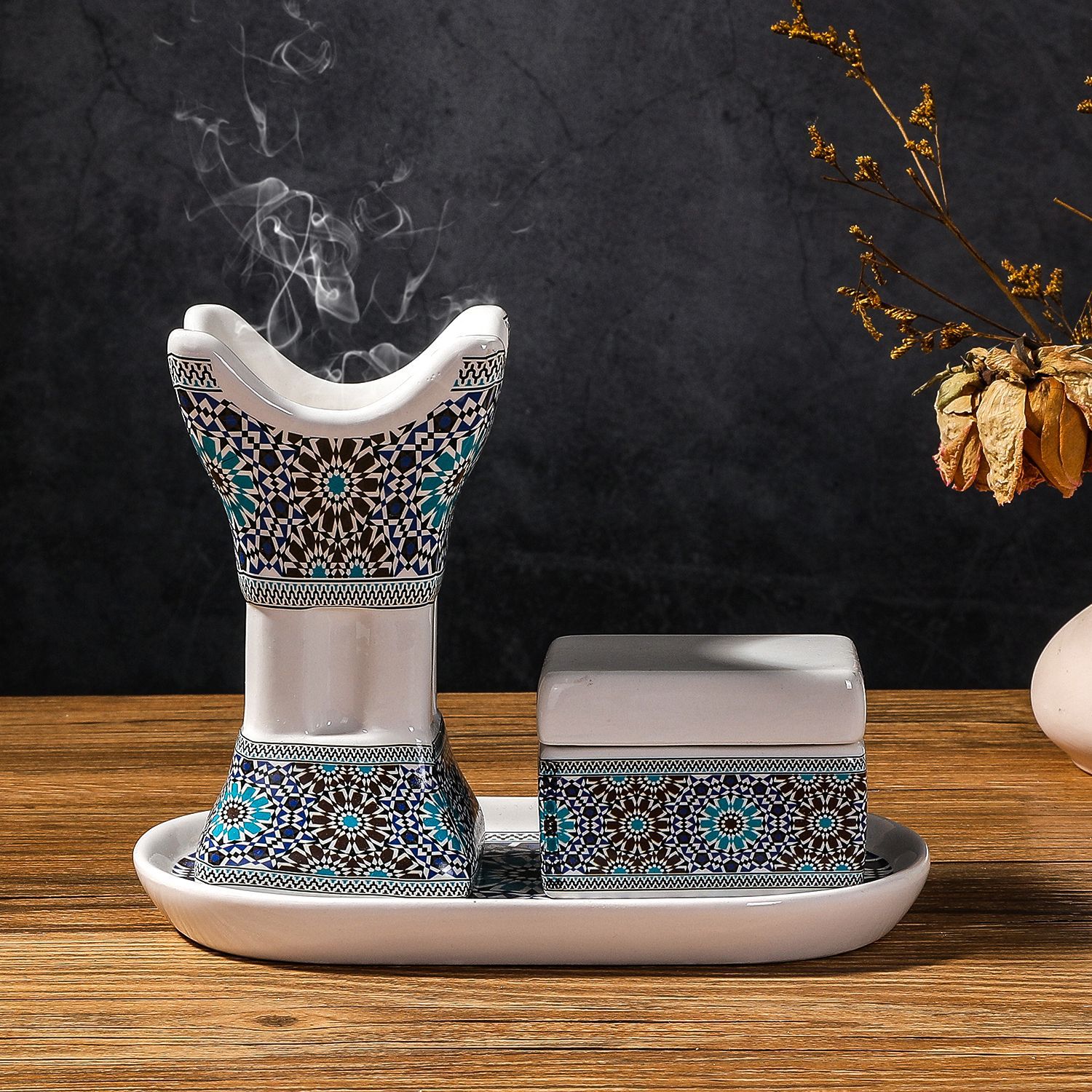 مبخرة سيراميك عربية مطبوعة بأر - مراجعة Incense Holder وسعره